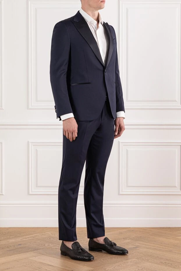 Sartoria Latorre men's dark blue wool tuxedo with satin lapels 190243 - photo 3