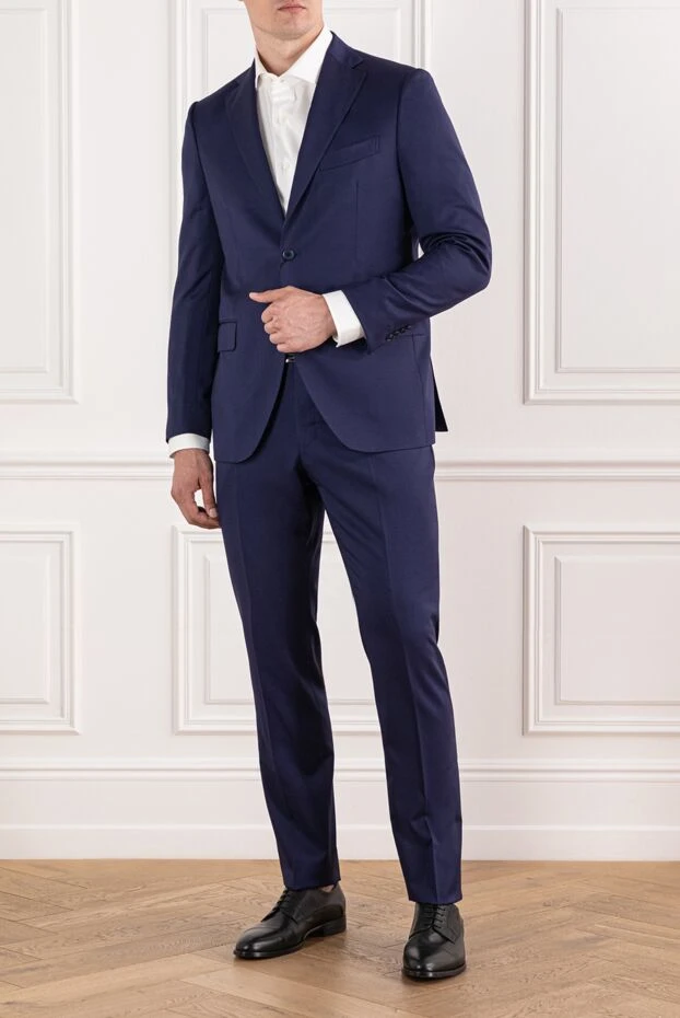Sartoria Latorre классический мужской костюм шерсть синего цвета однобортного кроя 190245 - фото 2