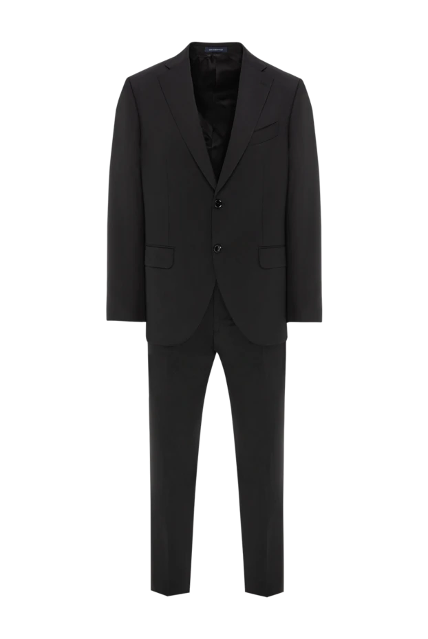 Ерлерге арналған жүннен жасалған костюм қара бір төсті классикалық - фото 1