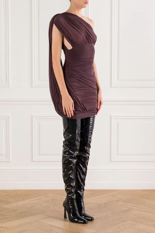 Magda Butrym прозрачное платье миди с заниженной талией в бордовом цвете
 190248 - фото 3