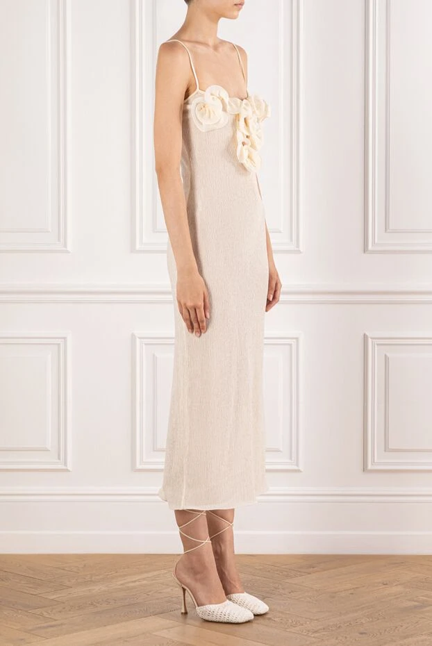 Magda Butrym пляжное платье макси из крепа без рукавов кремового цвета 190249 - фото 3