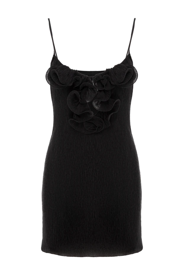 Қара жеңсіз крепті жағажай мини көйлек - фото 1