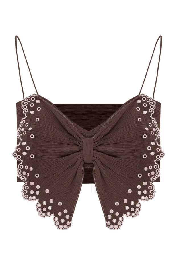 Шоколад түсті мақтадан және жібектен тоқылған, бантикпен безендірілген және жұқа белдіктері бар үстіңгі киім
- фото 1