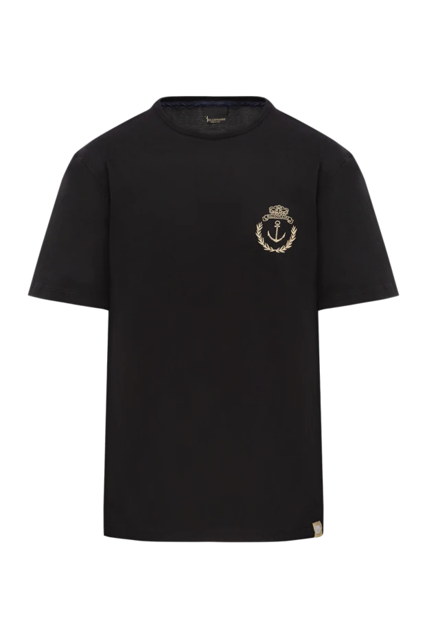 Black cotton T-shirt with gold embroidered coat of arms
- photo 1