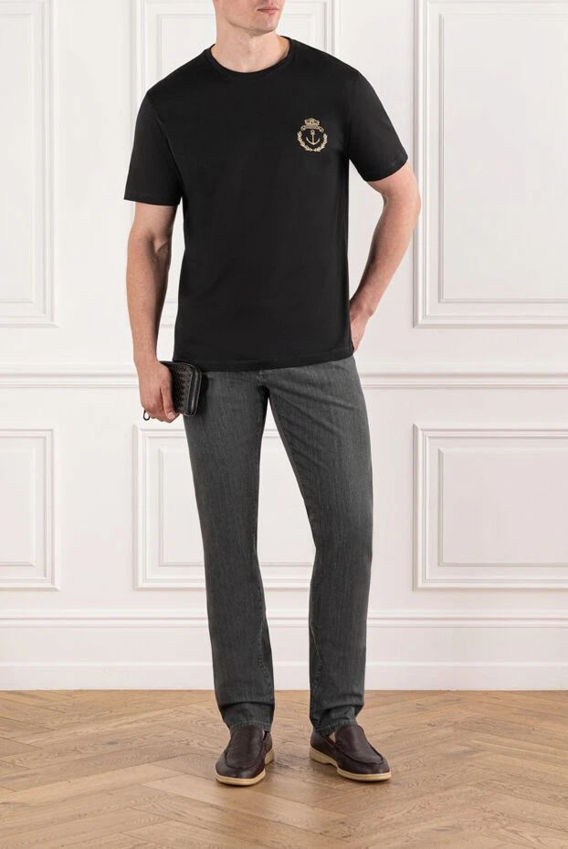 Billionaire футболка хлопковая чёрная с золотистой вышивкой герба
 190325 - фото 2