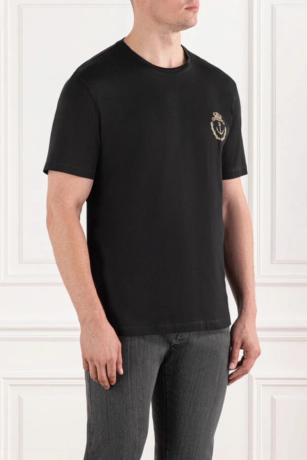 Billionaire футболка хлопковая чёрная с золотистой вышивкой герба
 190325 - фото 3