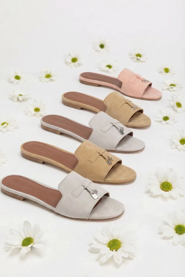 Loro Piana summer charms сұр әйелдер ешкі күдері сандалдар 190327 - фото 2