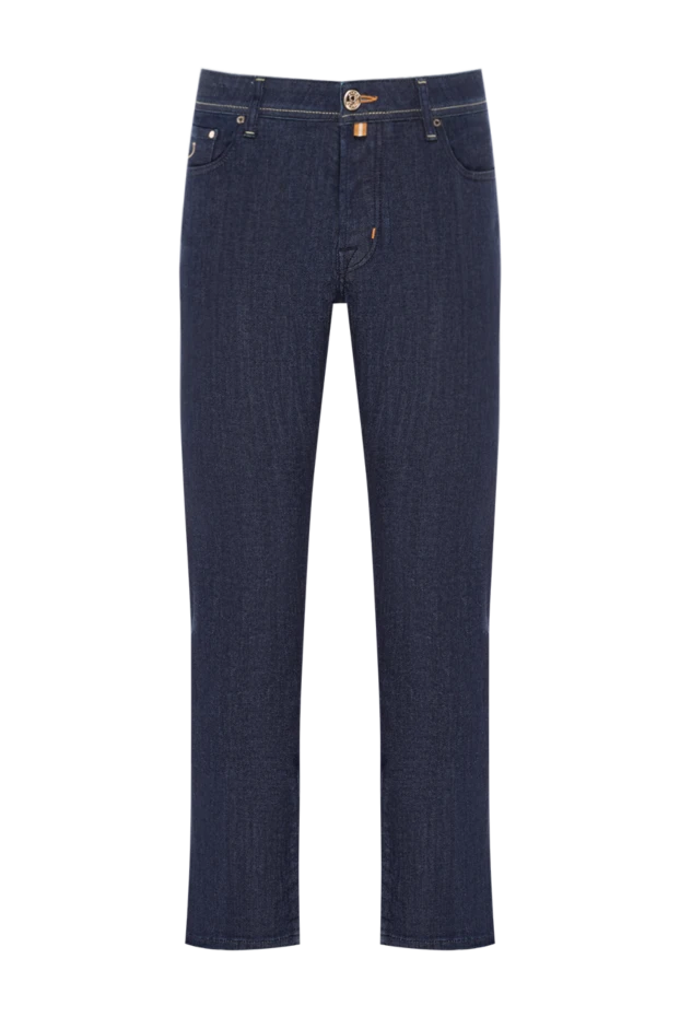 Джинсы мужские глубокого синего цвета с классической застежкой - фото 1