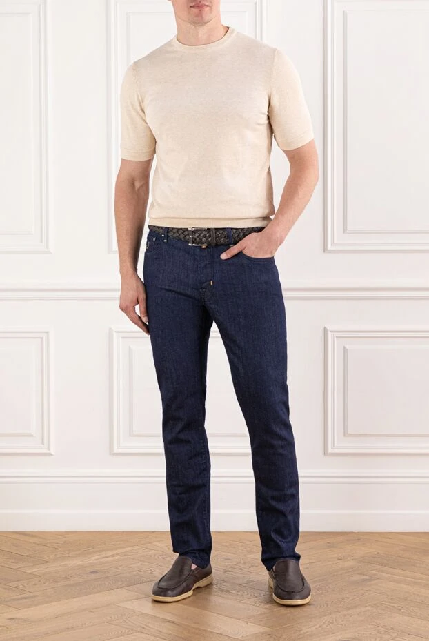 Jacob Cohen джинсы мужские глубокого синего цвета с классической застежкой 190329 - фото 2