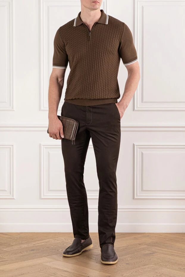 Cesare di Napoli классикалық кесіндісі бар қоңыр ерлер шалбары 190333 - фото 2