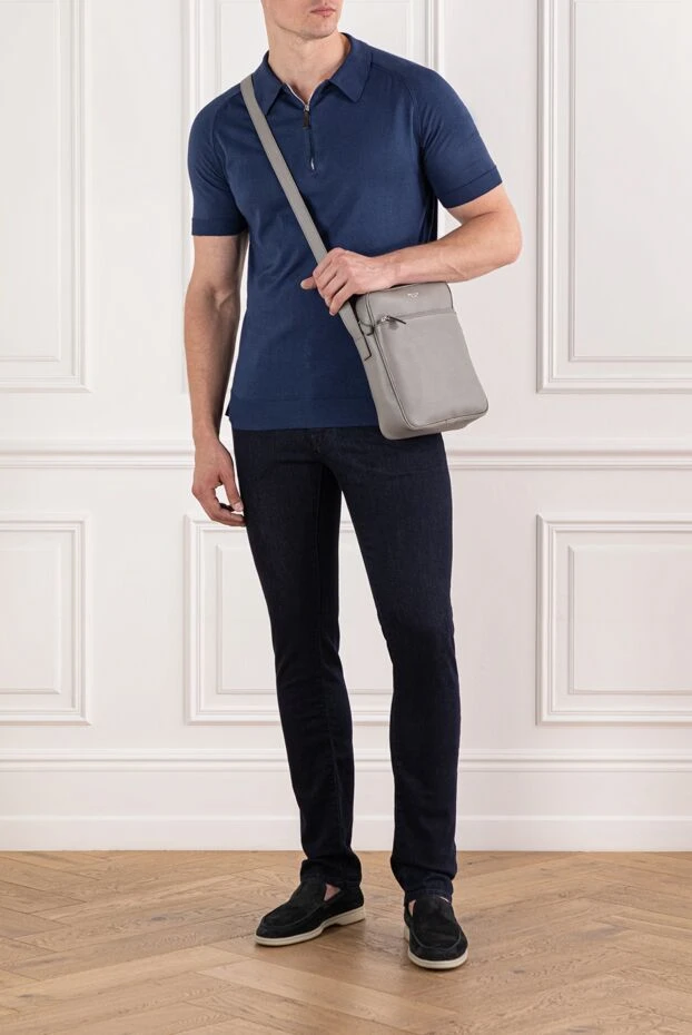 Massimo Sforza men's cotton polo shirt blue with zipper 190338 - photo 2