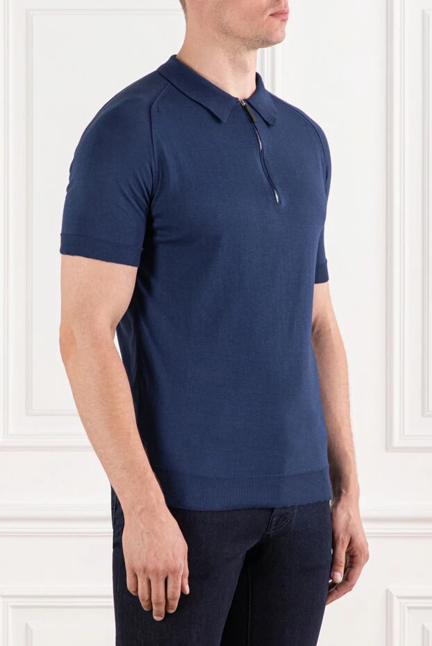 Massimo Sforza men's cotton polo shirt blue with zipper 190338 - photo 3