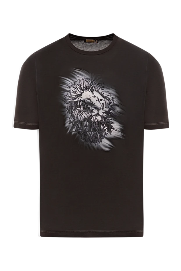 Men's cotton black T-shirt with dynamic lion print
- photo 1