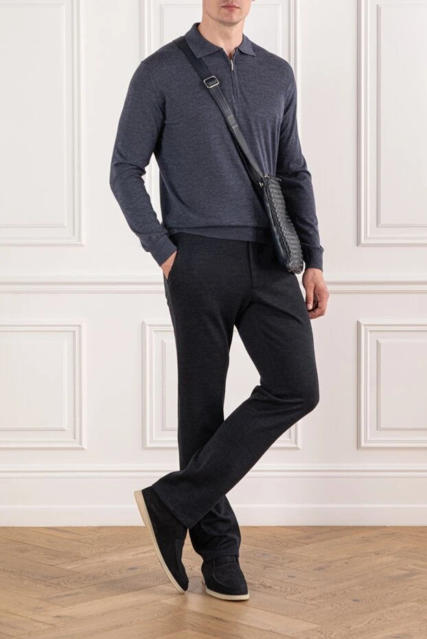 Cesare di Napoli күңгірт көк түсті ерлер шалбары 190343 - фото 2