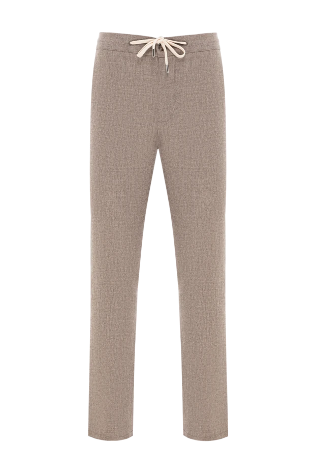 Cesare di Napoli ашық бежевый реңктегі жүн мен кашемирден тігілген ерлер жылы шалбары 190347 - фото 1