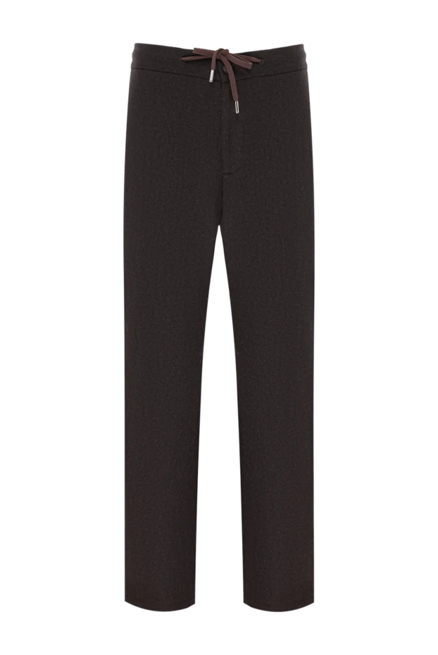 Men's drawstring waist trousers in brown wool - photo 1