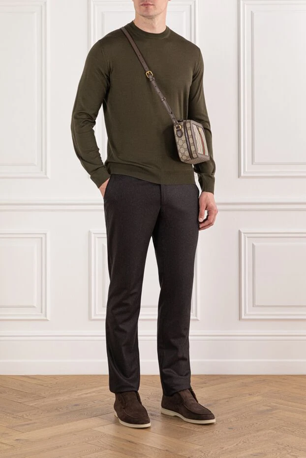 Cesare di Napoli қоңыр жүннен тоқылған белді ерлерге арналған шалбар 190348 - фото 2