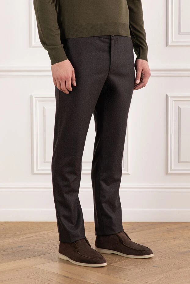 Cesare di Napoli қоңыр жүннен тоқылған белді ерлерге арналған шалбар 190348 - фото 3