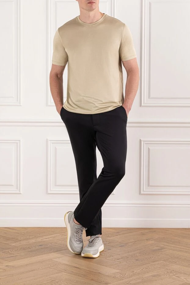 Cesare di Napoli ерлерге арналған қара түсті, белдік белдігі бар ыңғайлы кесілген шалбар 190350 - фото 2