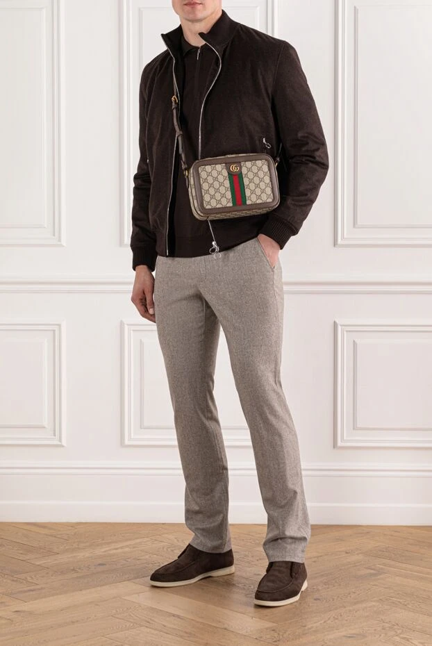 Cesare di Napoli белінде иірілген жіпті жүннен жасалған бежевый ерлер шалбары
 190352 - фото 2