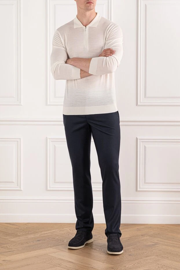 Cesare di Napoli ерлерге арналған қара көк шалбар, белдік баумен және қысқа силуэтпен 190357 - фото 2