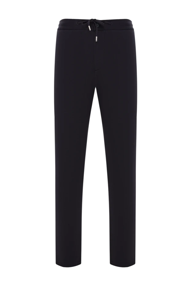 Men's blue wool trousers with a drawstring waist - photo 1