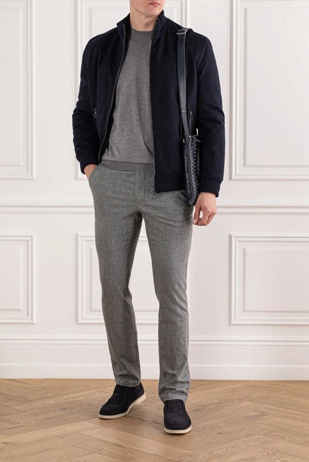 Cesare di Napoli ерлерге арналған сұр жүнді және кашемирден жасалған белдік белдіктері бар шалбар
 190363 - фото 3