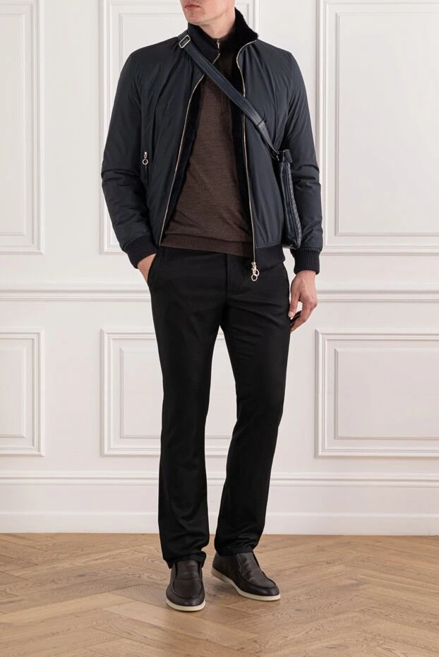 Cesare di Napoli қара жүннен және кашемирден тігілген ерлер шалбары 190364 - фото 2