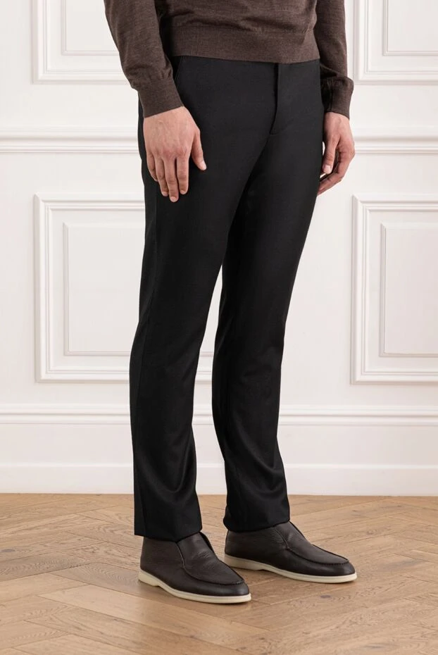 Cesare di Napoli қара жүннен және кашемирден тігілген ерлер шалбары 190364 - фото 3