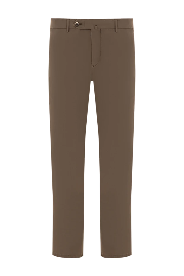 Мужские брюки прямого кроя коричневого цвета с застежкой на молнию - фото 1