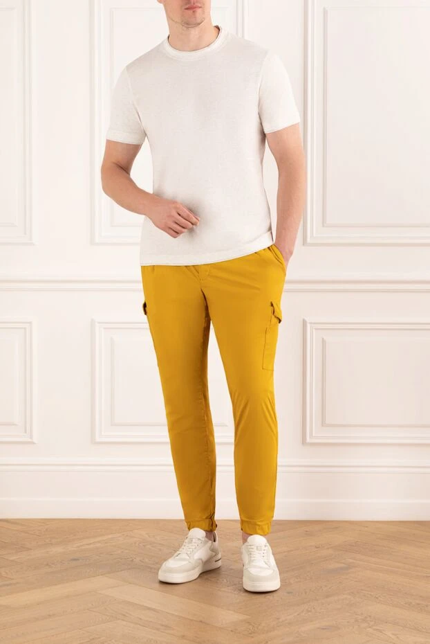 PT01 (Pantaloni Torino) men's trousers with patch pockets yellow with a drawstring belt 190366 - photo 2