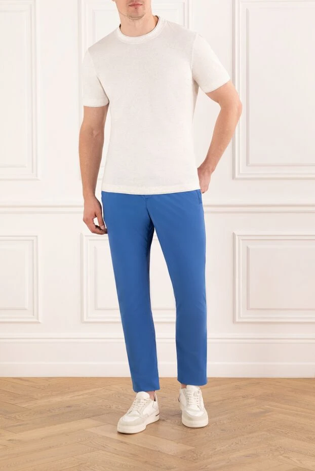 PT01 (Pantaloni Torino) men's blue trousers made of lightweight fabric with a drawstring at the waist 190367 - photo 2