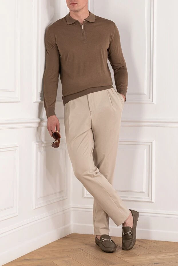 PT01 (Pantaloni Torino) men's light beige trousers with elastic waistband and drawstring 190368 - photo 2
