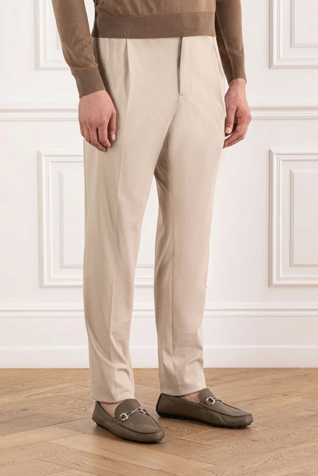 PT01 (Pantaloni Torino) men's light beige trousers with elastic waistband and drawstring 190368 - photo 3
