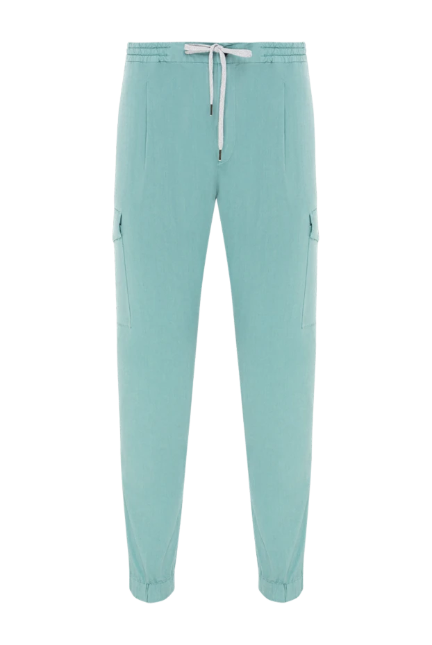 Мужские брюки спортивные карго мятного оттенка с манжетами - фото 1