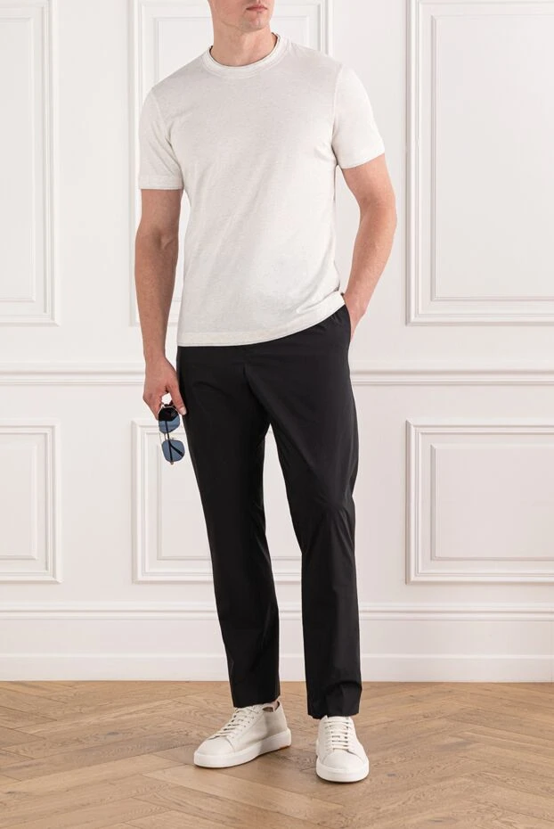 PT01 (Pantaloni Torino) мужские брюки черные однотонные со шнурком на талии 190372 - фото 2