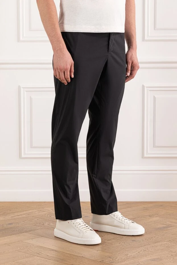 PT01 (Pantaloni Torino) мужские брюки черные однотонные со шнурком на талии 190372 - фото 3