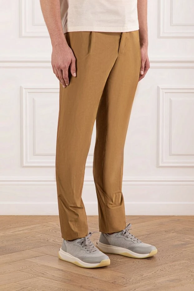 PT01 (Pantaloni Torino) мужские брюки базовые коричневые с белым шнурком на талии 190373 - фото 3