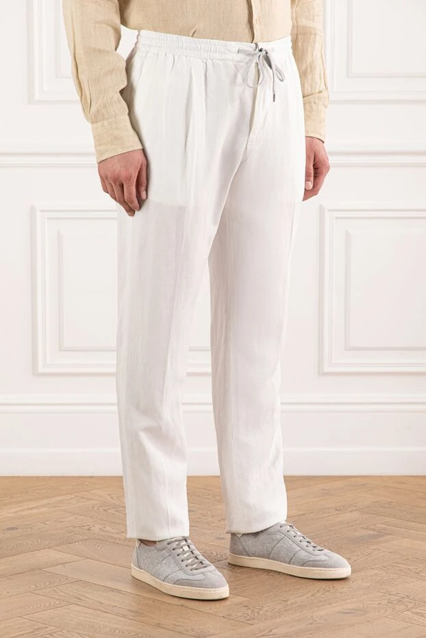 PT01 (Pantaloni Torino) men's white trousers with drawstring and elastic waistband 190375 - photo 3