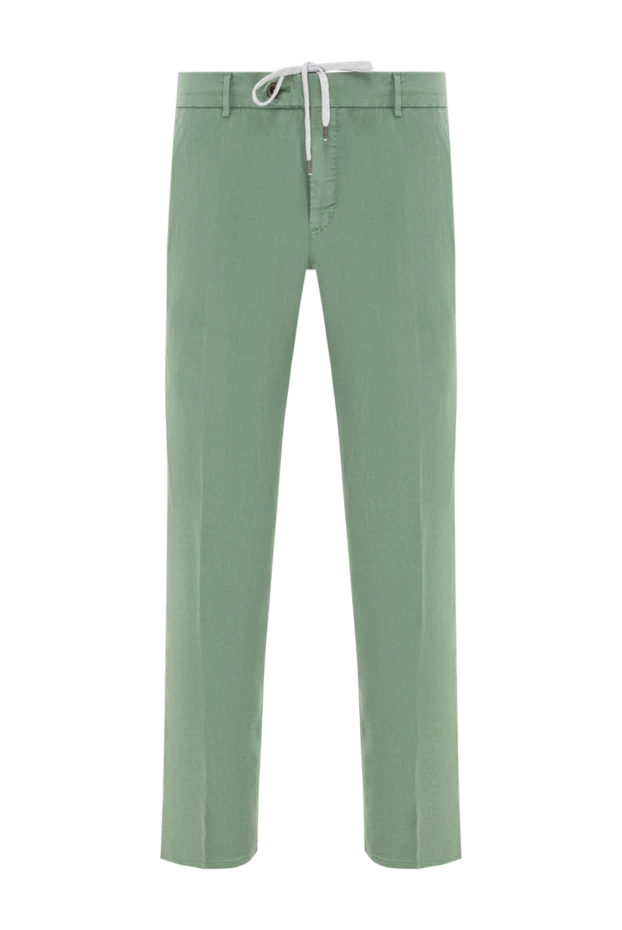 Ерлерге арналған пастелді жасыл түсті, белі иілген тігілген шалбар - фото 1