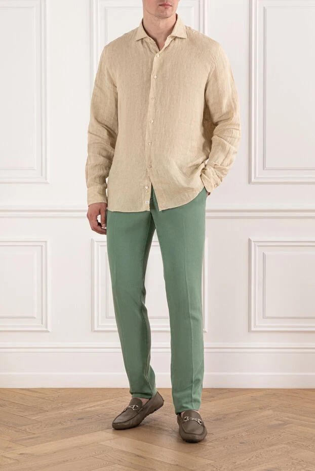 PT01 (Pantaloni Torino) men's pastel green straight fit trousers with drawstring waist 190377 - photo 2