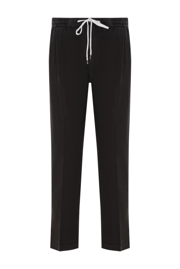 Men's black trousers, straight cut, with drawstring - photo 1