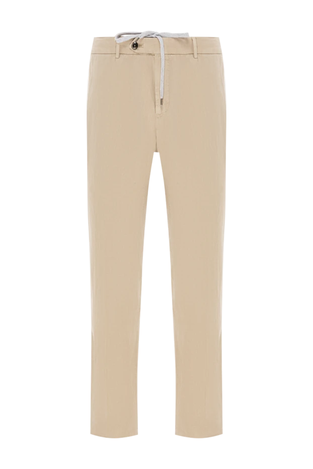 Basic men's trousers beige with drawstring and button fastening - photo 1