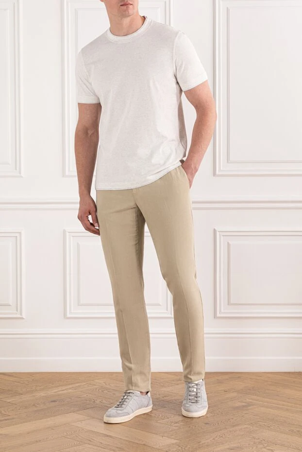 PT01 (Pantaloni Torino) basic men's trousers beige with drawstring and button fastening 190379 - photo 2