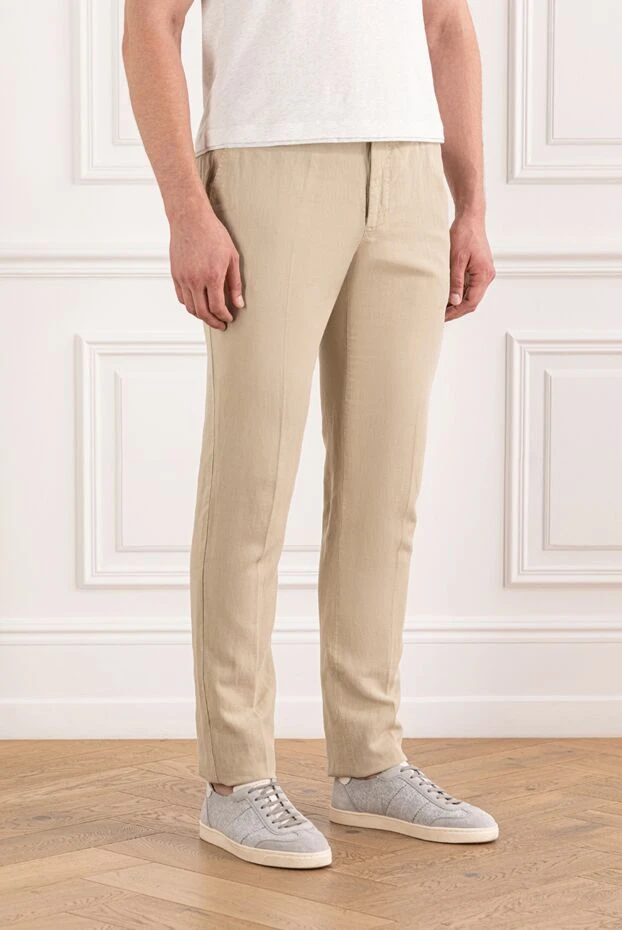 PT01 (Pantaloni Torino) basic men's trousers beige with drawstring and button fastening 190379 - photo 3