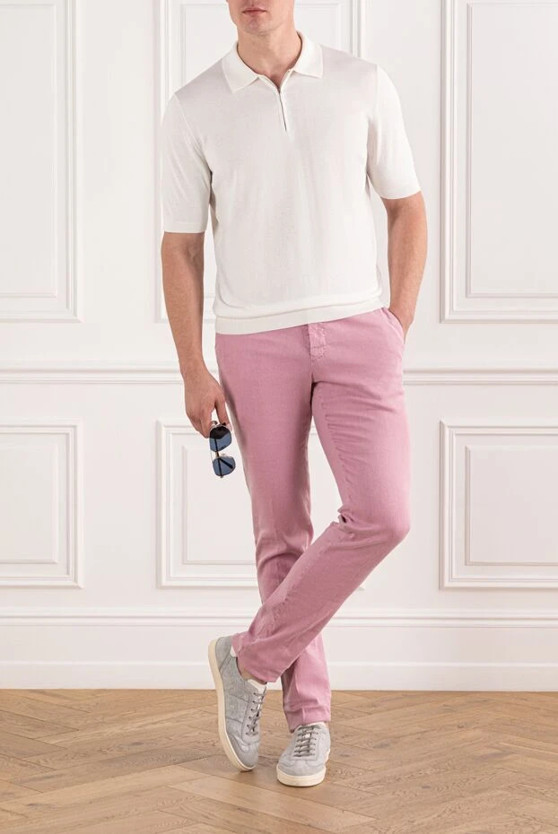 PT01 (Pantaloni Torino) брюки мужские летние розовые с утягивающим шнурком
 190380 - фото 2