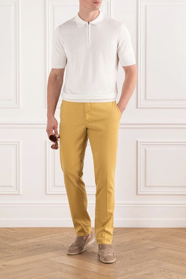 PT01 (Pantaloni Torino) men's basic yellow trousers with belt loops and drawstring 190381 - photo 2