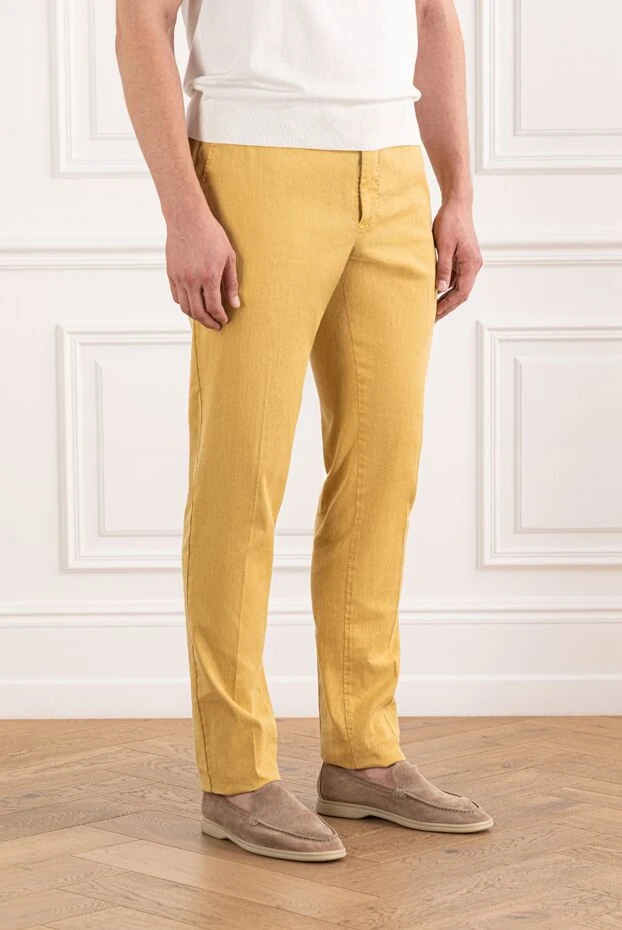 PT01 (Pantaloni Torino) men's basic yellow trousers with belt loops and drawstring 190381 - photo 3