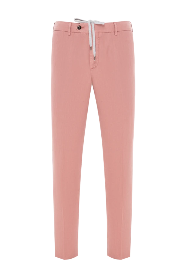 PT01 (Pantaloni Torino) мужские брюки розовые с поясом на шлёвках и кулиске 190382 - фото 1