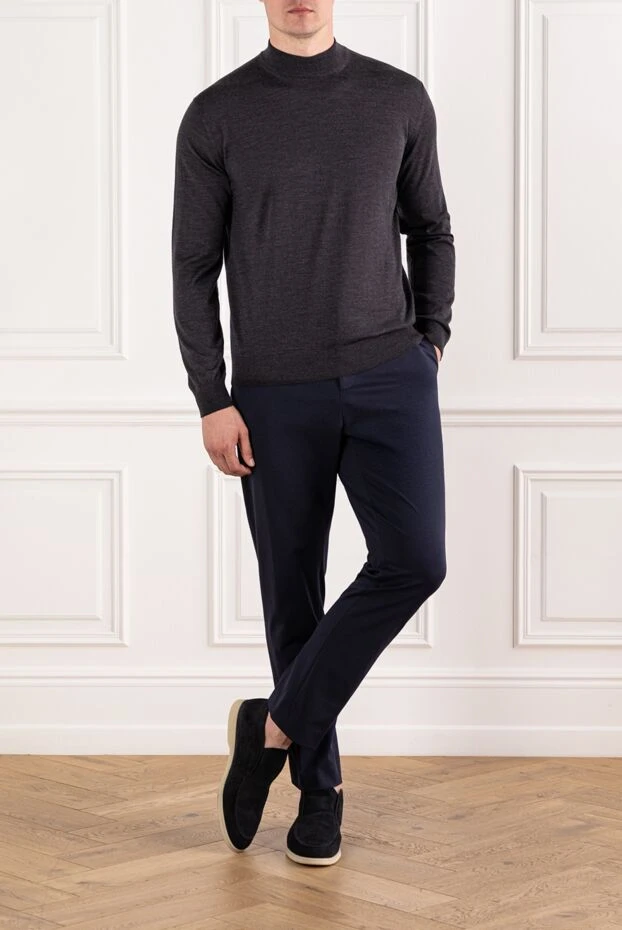 PT01 (Pantaloni Torino) брюки мужские однотонные navy комфортного кроя со шнурком 190384 - фото 2